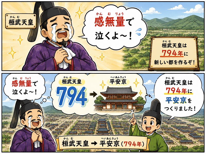 桓武天皇と平安京794年語呂合わせによる覚え方